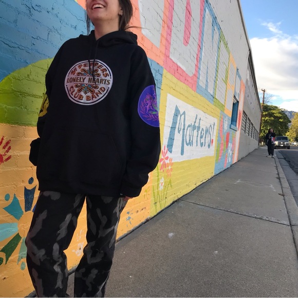 Beatles Upcycled custom hoodie unisex - Picture 2 of 5